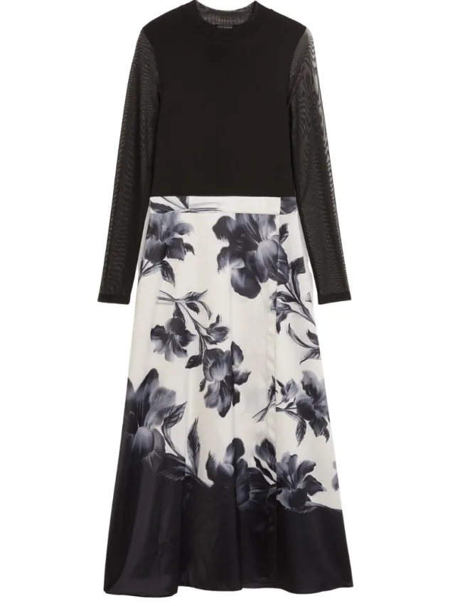 Ted Baker Wmd Selnaa Mesh Top Bedrukte Rok Midi Jurk zwart, foto 2
