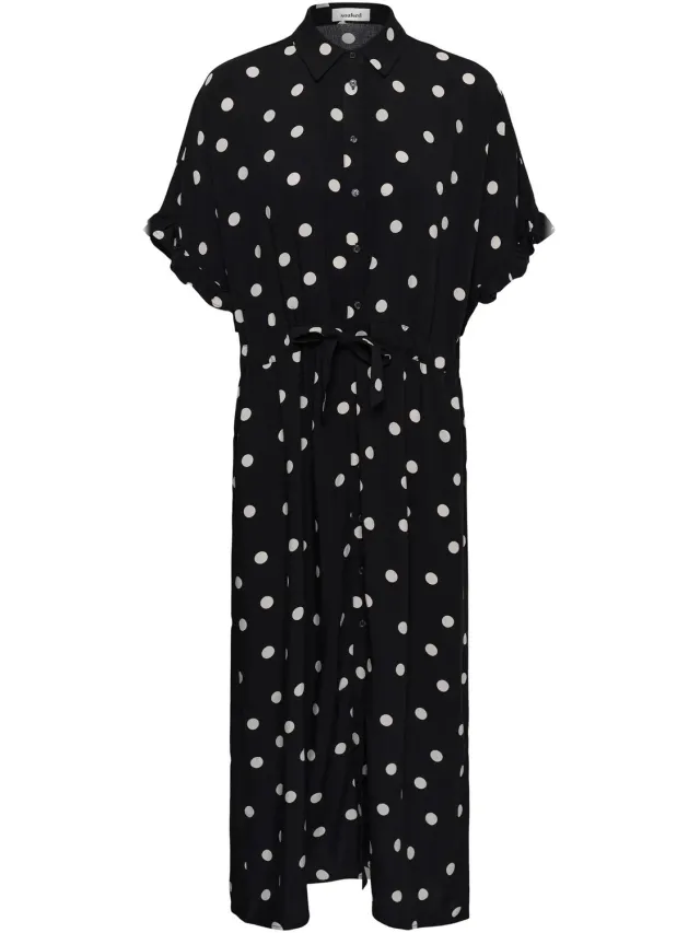SOAKED IN LUXURY Dameshemdjurk Soaked in Luxury Slnaya black with oatmeal dot