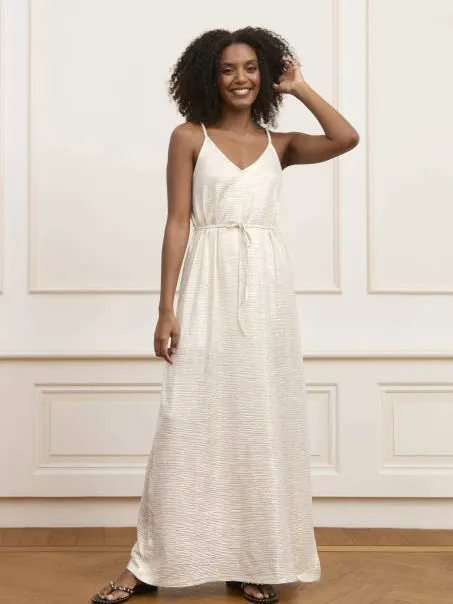 Lofty Manner maxi jurk met ceintuur - ecru, foto 3
