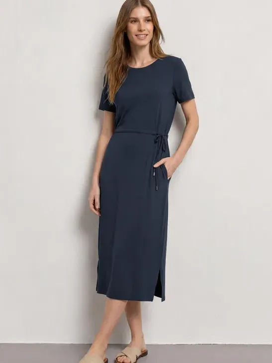 Street One Midijurk van jersey met ronde hals Blauw