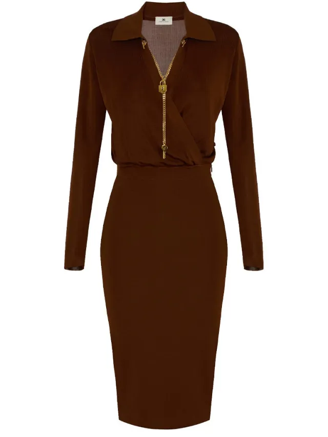 Elisabetta Franchi Midi-jurken Elisabetta Franchi am19s66e2-fk3 Bruin