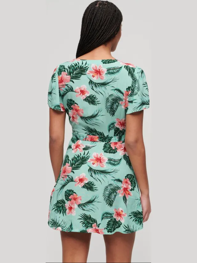 Superdry Mini-wikkeljurk met print - Dames - Jurken luna rose mint