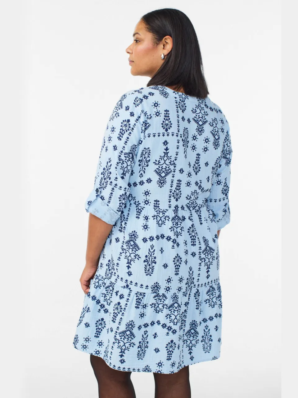 Zizzi korte zomerjurk met all over print lichtblauw, foto 5