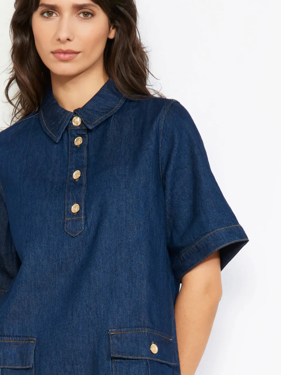 LOLALIZA denim spijkerjurk dark blue denim, foto 5