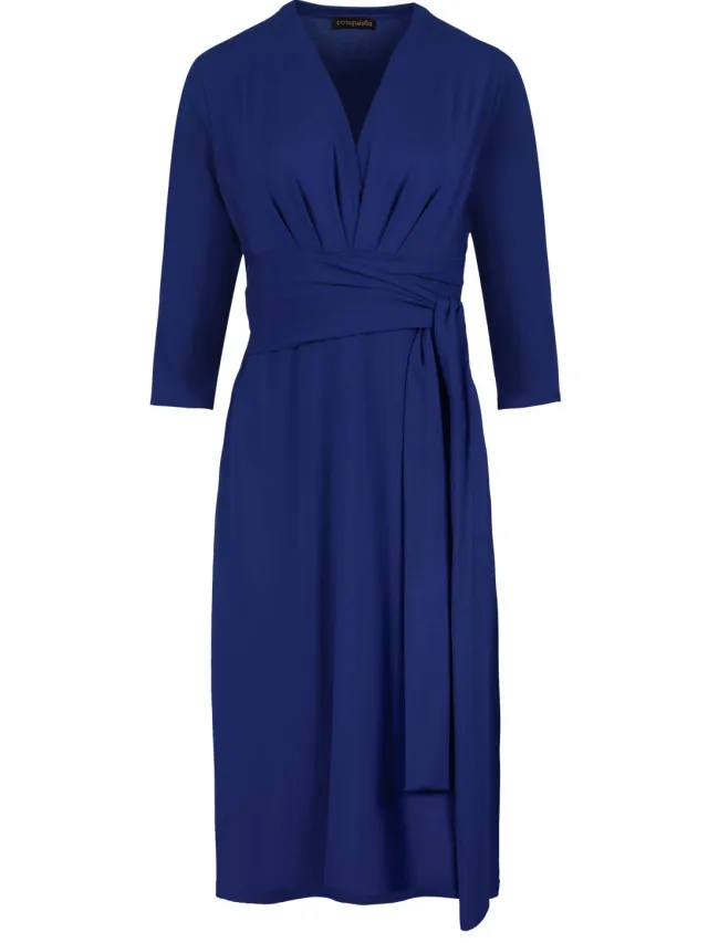 Conquista Electric Blue Empire Line-jurk met riem Blauw