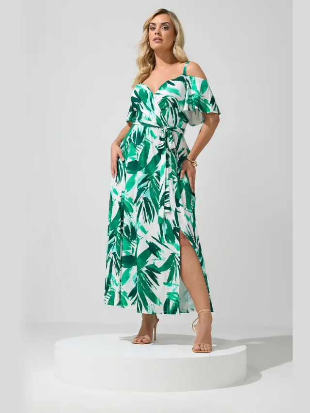 Yours London Groene Abstracte Print Maxijurk Green