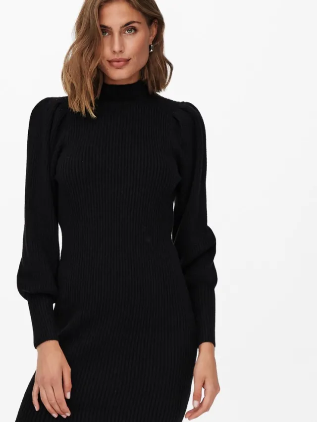 Only ONLKATIA L/S DRESS KNT NOOS Dames Jurk Black