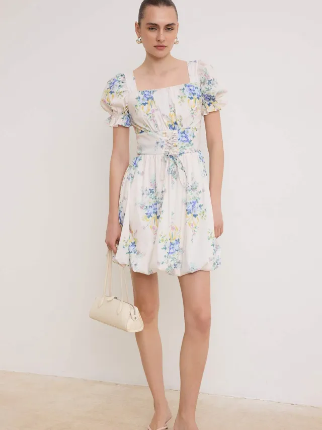 Trendyol TRENDYOLMİLLA Dames Meerkleurig Bloemen Kort / Mini Kort Skater Jurken Veelkleurig