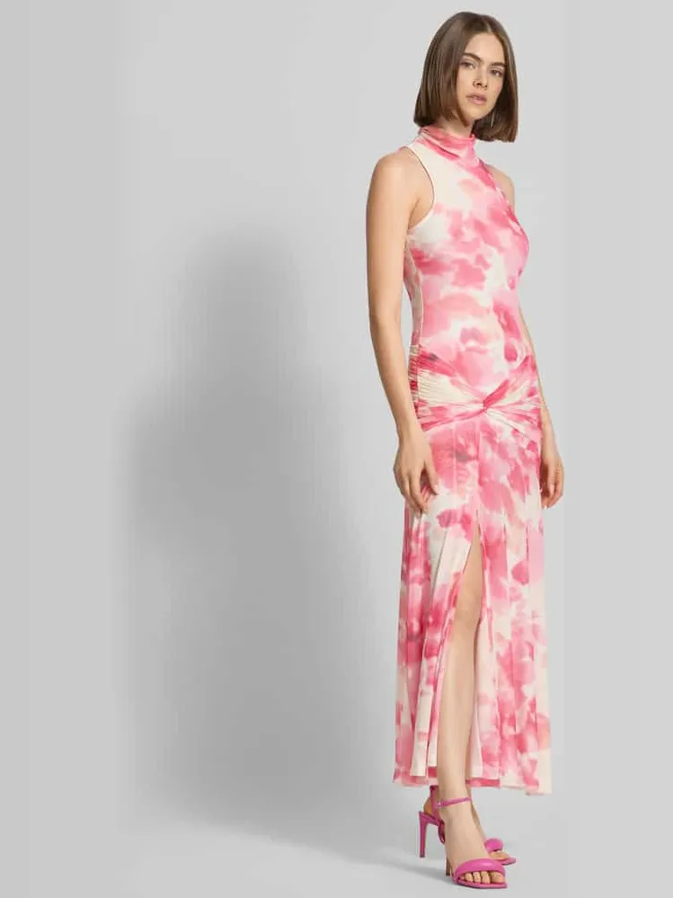 bardot Cocktailjurk in all-over look met knoopdetail felroze, foto 3