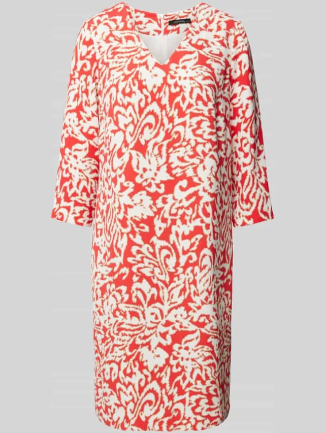 Comma Knielange jurk met all-over print rood, foto 2