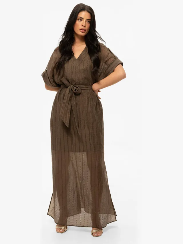Fifth House maxi jurk donkerbruin