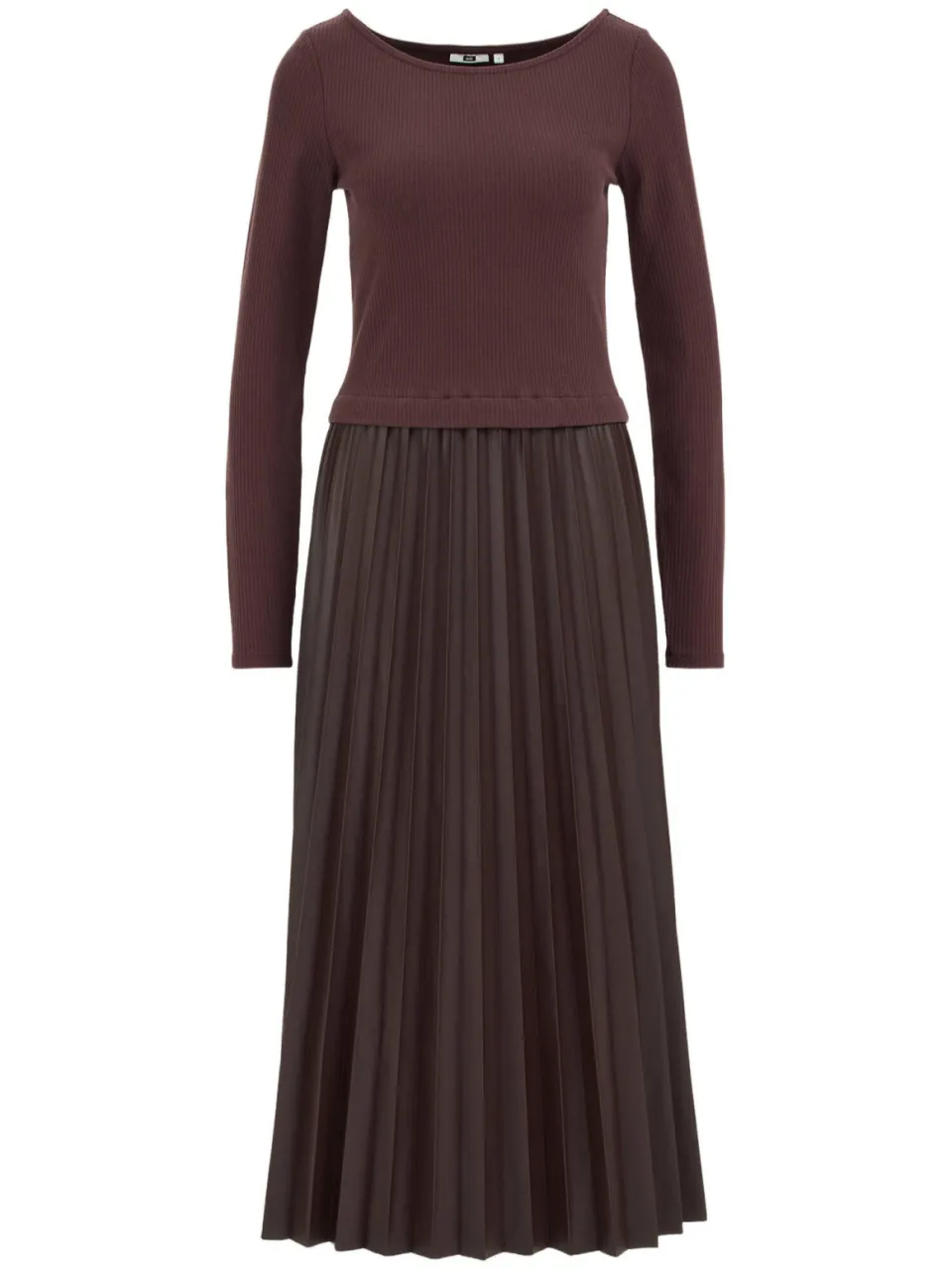 WE Fashion midi jurk met plooien - bruin, foto 2
