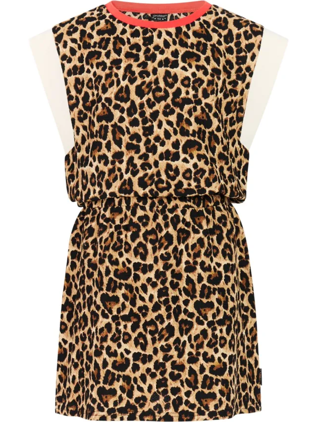 Protest PRTSilly JR - Mini-jurk Meisjes - Korte mouwen - Knielengte - Loose fit - Bruin Fudge Camel