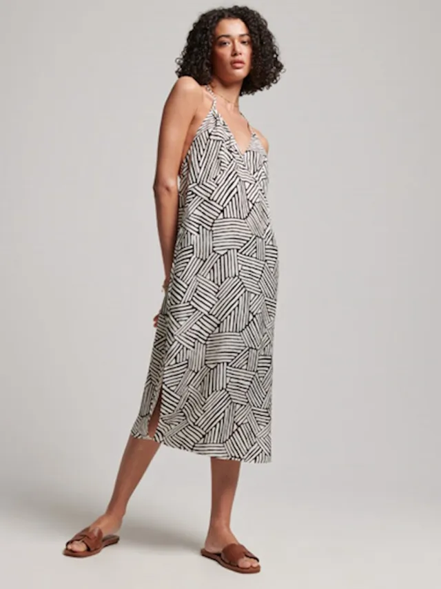 Superdry Dames Halflange halterslipjurk Linear Mono Print