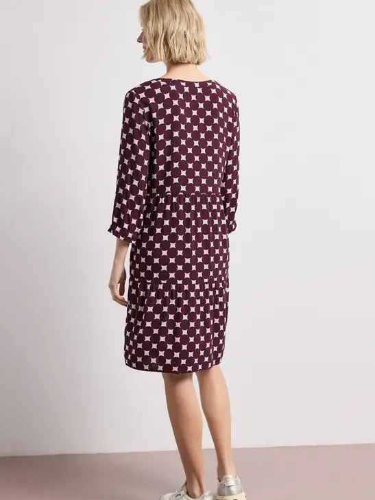 Street One Knielange jurk met gespleten hals en print rood, foto 2