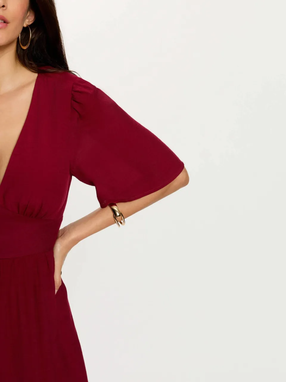 Morgan maxi jurk met open rug - donkerrood, foto 3