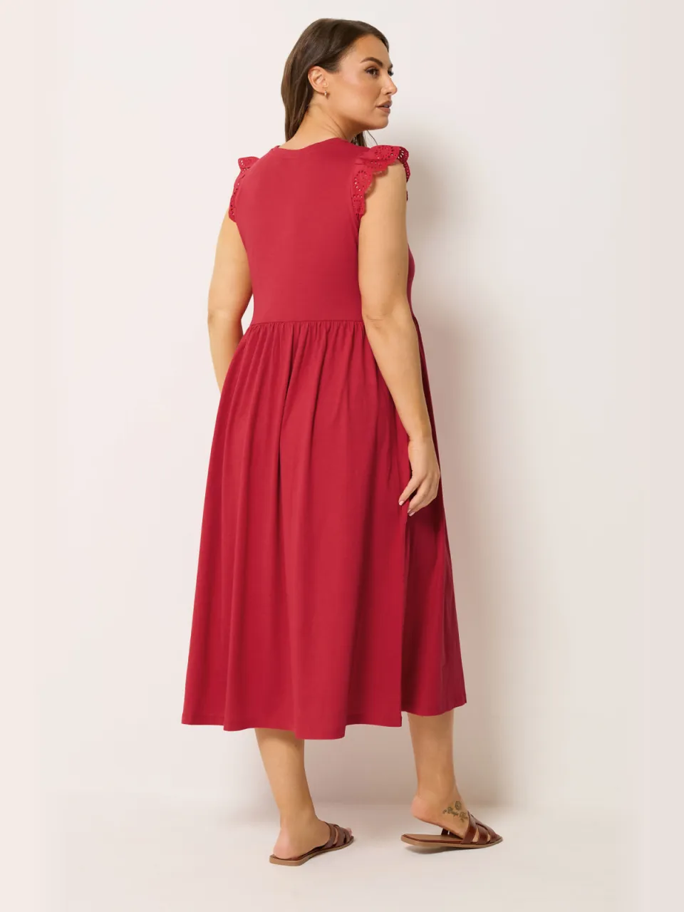 Yours Rode Maxijurk Met Broderie Mouw rood, foto 2