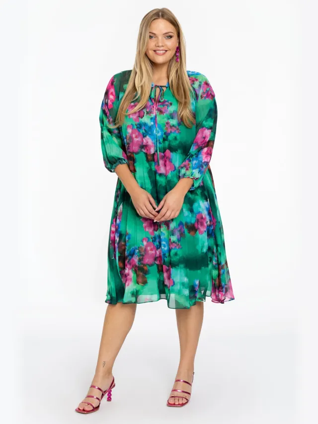 Yoek Jurk swing met strik | Groen