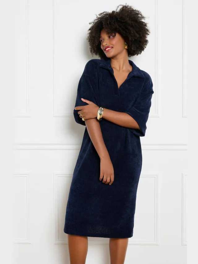LOLALIZA fluwelen midi jurk - blauw