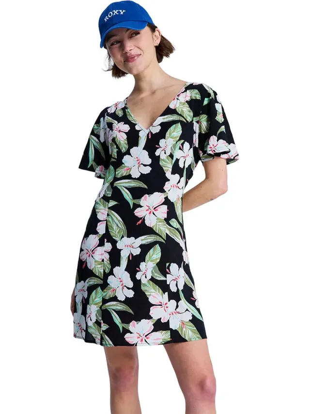 Roxy Fresh Breeze Korte Mouwen Korte Jurk Zwart L Vrouw Anthracite Spring Charming