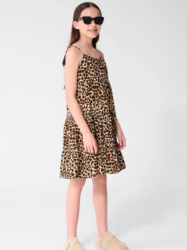 Shoeby maxijurk panterprint bruin