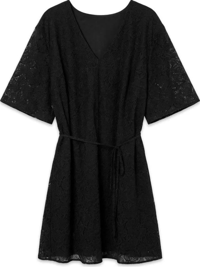 Vero Moda Curve Kanten jurk VMCALLI Korte jurk Black 1