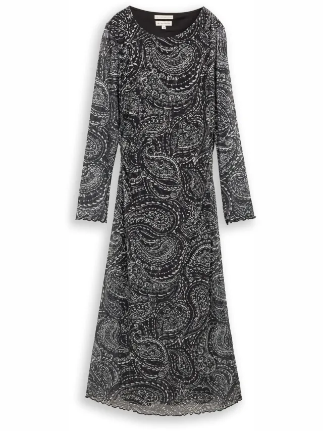 Tom Tailor Midi-jurk van mesh met patroon - black paisley