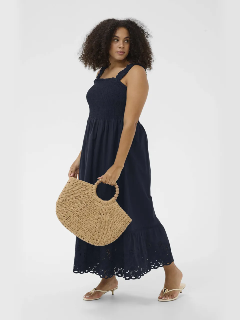 Kaffe Curve maxi jurk broderie donkerblauw, foto 2