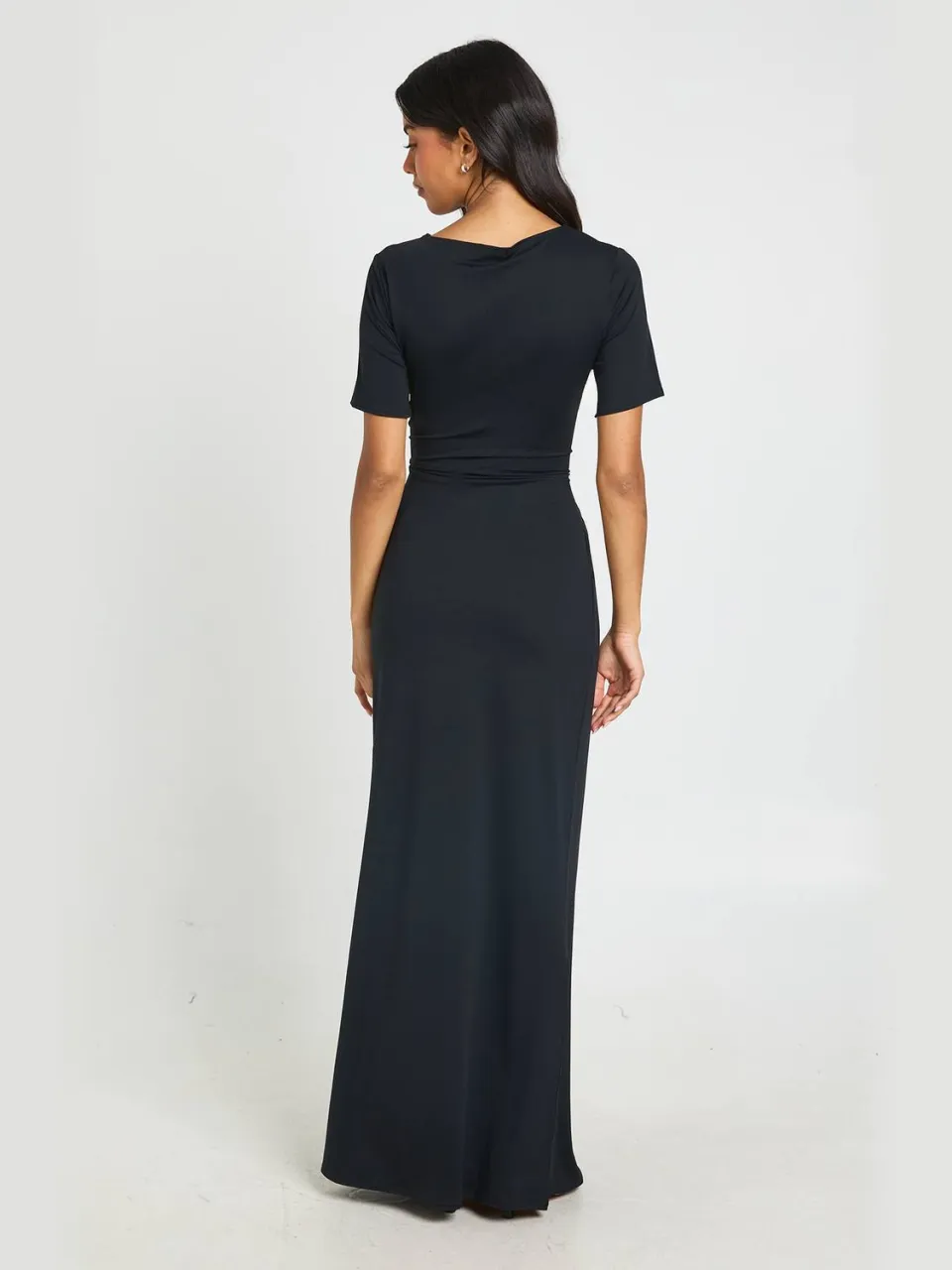 boohoo Dames Basic Superzachte Korte Mouw Maxi Jurk zwart, foto 2