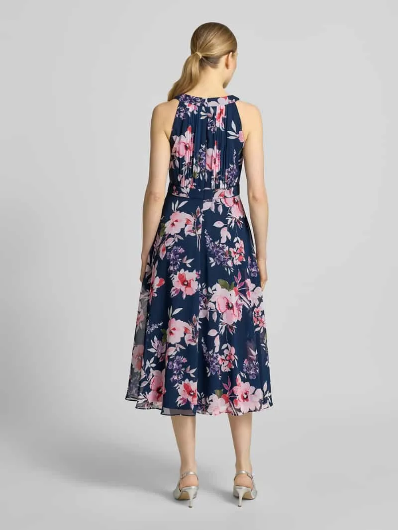 Christian Berg Cocktail midi-jurk met all-over bloemenmotief donkerblauw, foto 3