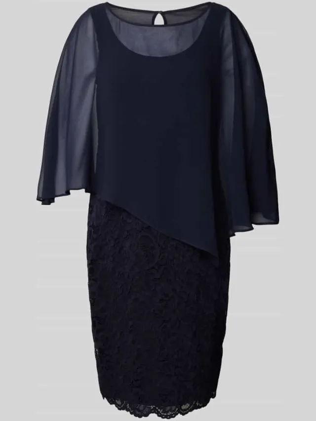 Vera Mont Knielange cocktailjurk in dubbele-laagjeslook donkerblauw, foto 2