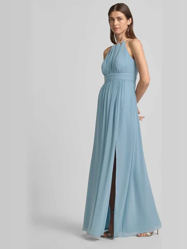 Jake*s Cocktail Avondjurk van chiffon met cut-out aquablauw, foto 3