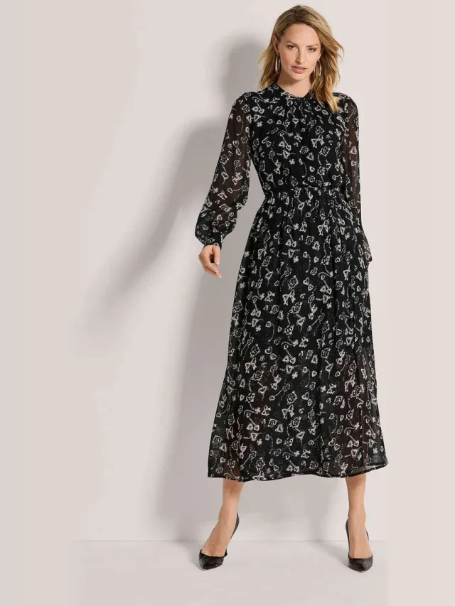 MADELEINE Jurk Maxijurk met wikkellook zwart / parelwit