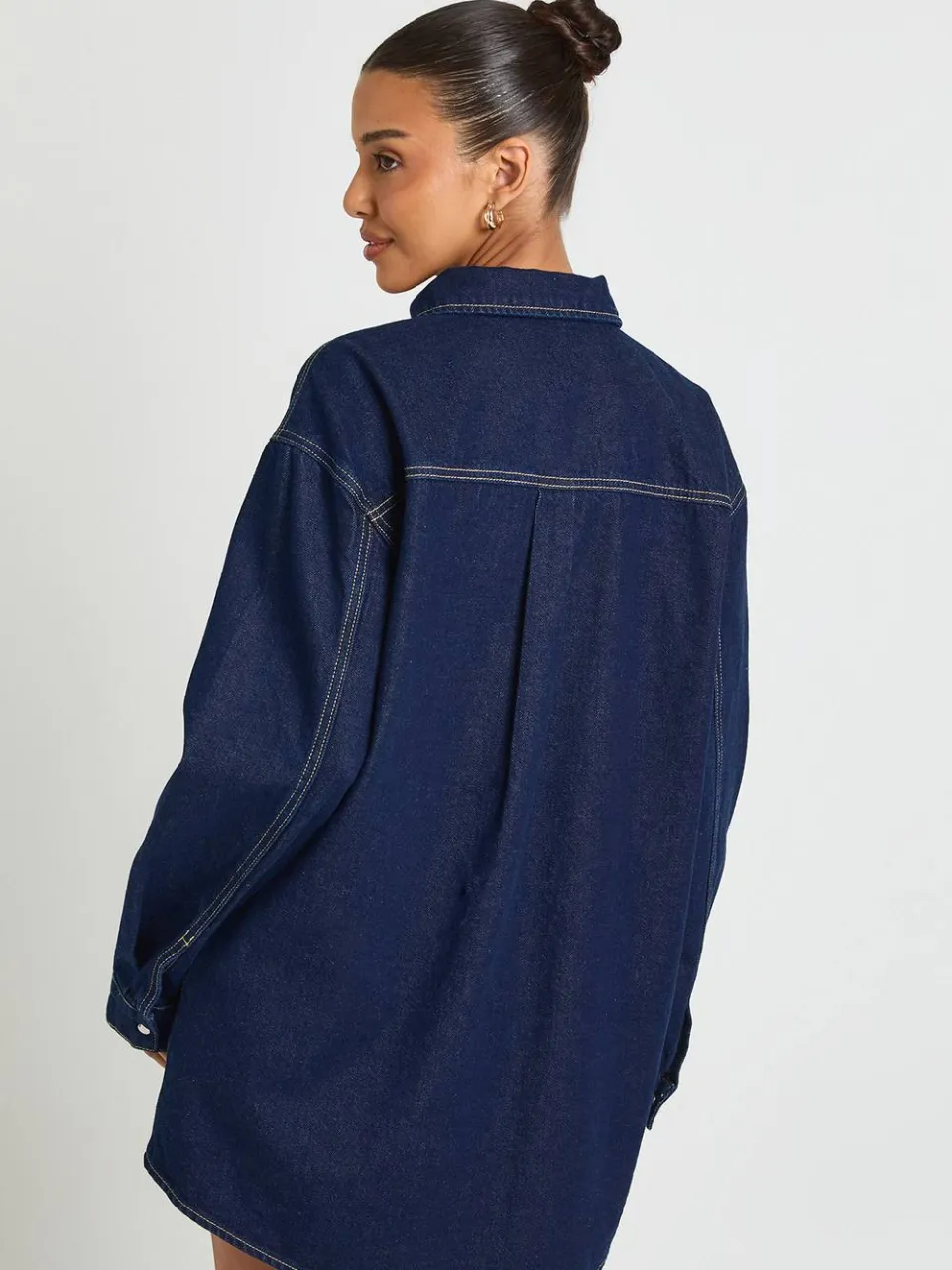 boohoo Dames Oversized Denim Blousejurk, foto 3