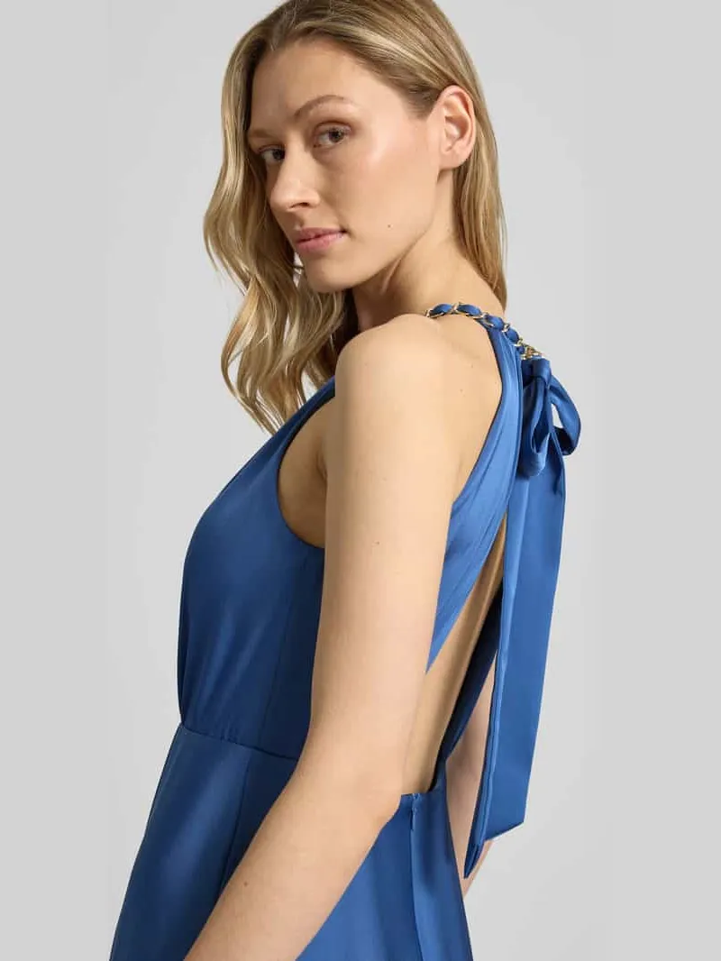 Jake*s Cocktail maxi-jurk met halter met vlechtketting en diep rugdecolleté bleu gemêleerd, foto 4