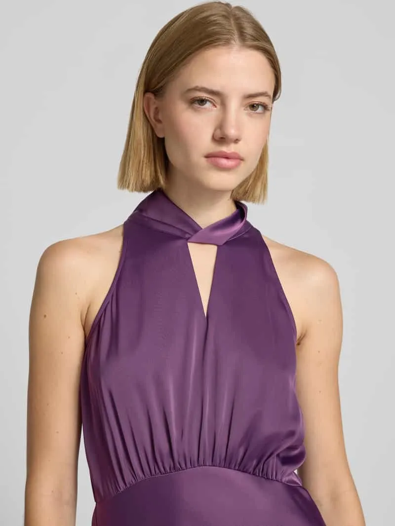 Yas cocktailjurk met druppelvormige hals model 'PELLA' aubergine, foto 4