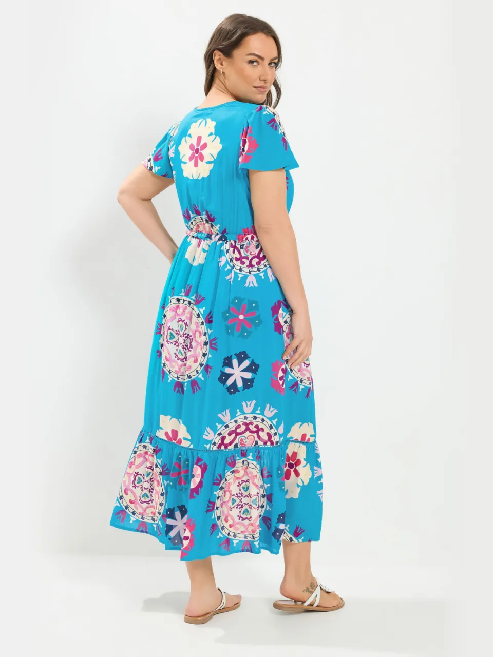 Yours Blauwe Jurk Met Blokprint, foto 3