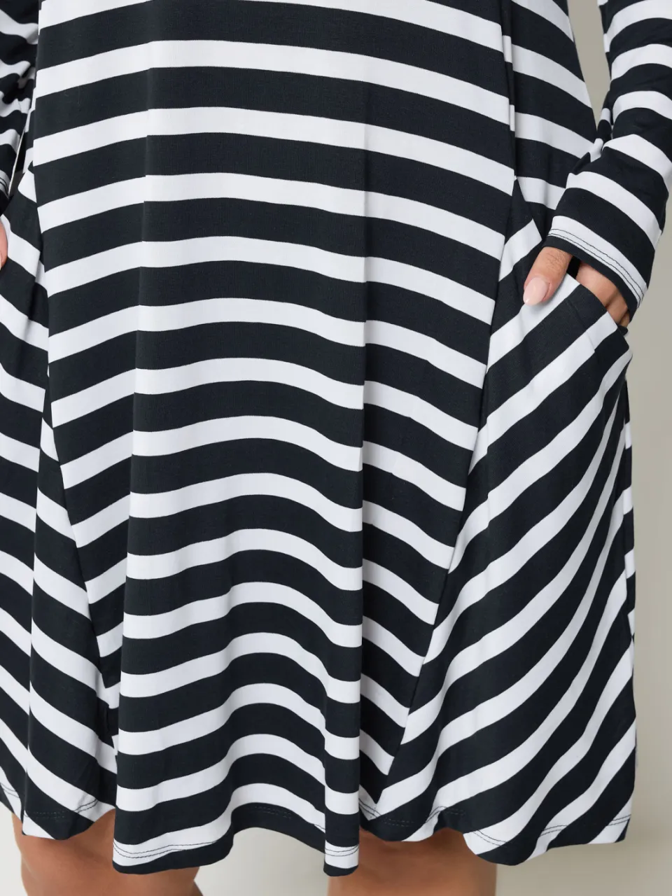 Yours Zwarte Gestreepte Gedrapeerde Jurk Met Zakken, foto 4