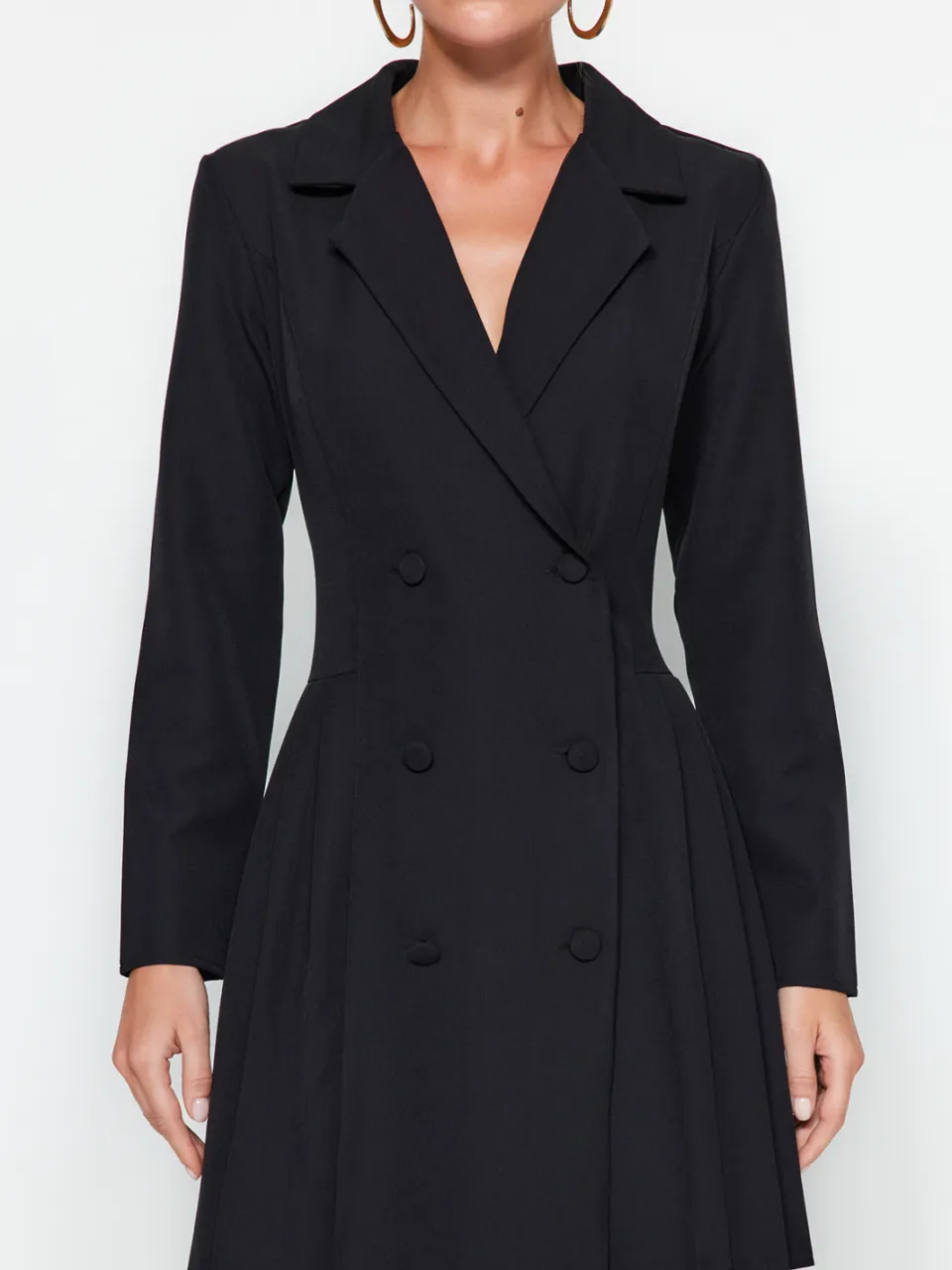 Trendyol TRENDYOLMİLLA Dames Zwart Effen Kort / Mini Lang Zakelijk Blazer Jurk Jurken, foto 2