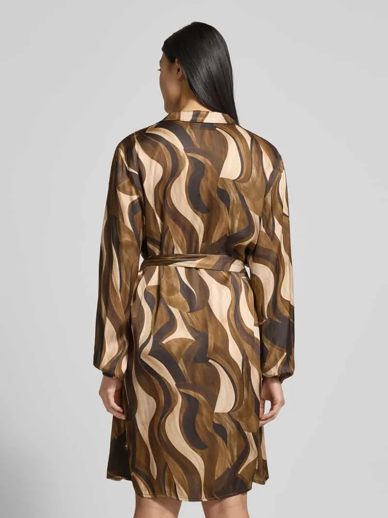 Zabaione Mini-jurk van Viscose met Strikceintuur Model 'Be44atricee' lichtbruin, foto 3
