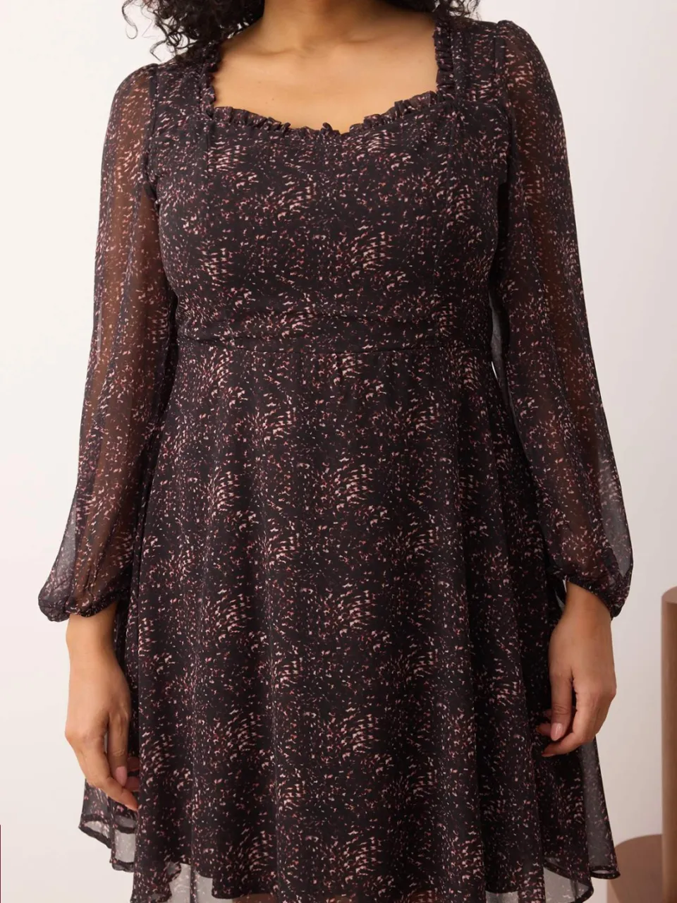 Trendyol Curve Dames Meerkleurig Geometrisch patroon Kort / Mini Lang Casual A-lijn Grote maten Jurk veelkleurig, foto 2