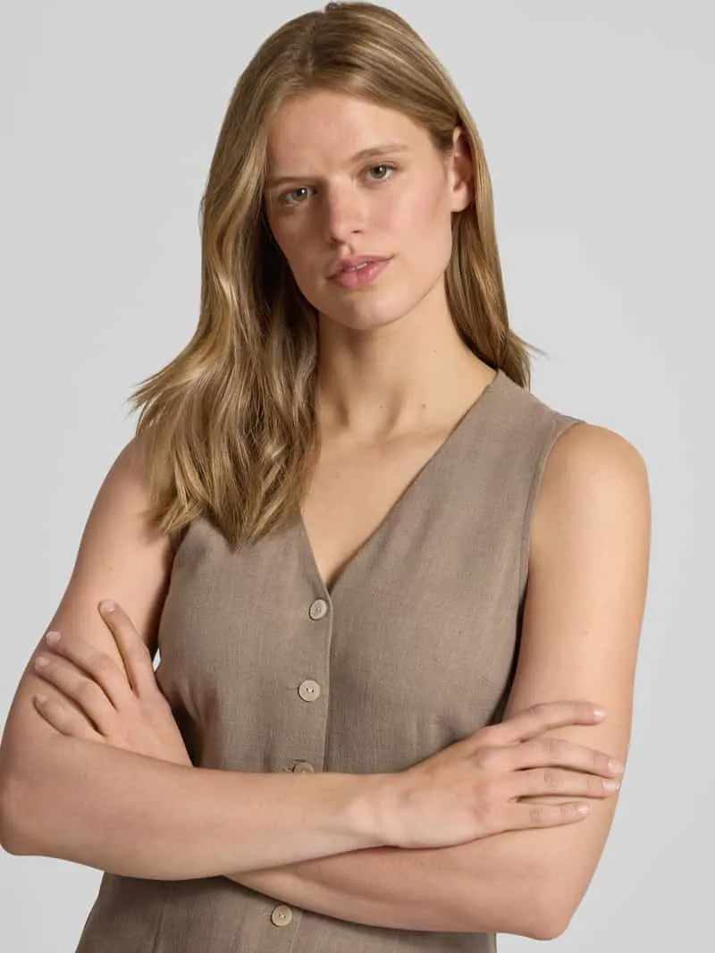 Only Getailleerde vrijetijdsjurk van mix van viscose en linnen model 'SIESTA' chocoladebruin gemêleerd, foto 4