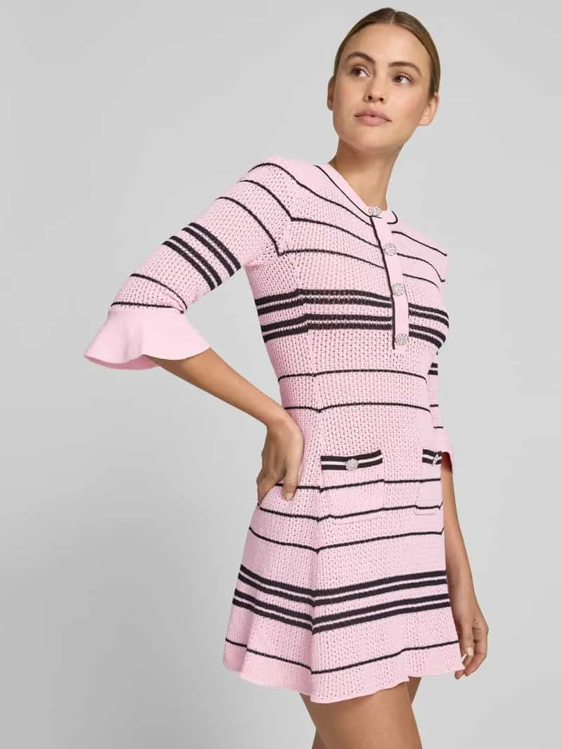 Self-Portrait Slim Fit mini-jurk met linnengehalte felroze, foto 5