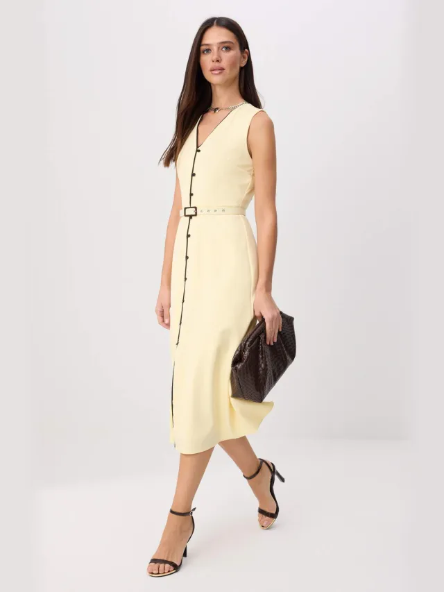 Trendyol TRENDYOLMİLLA Dames Geel Effen Midi Mouwloos Avond / Dagelijks Blousejurk Jurken