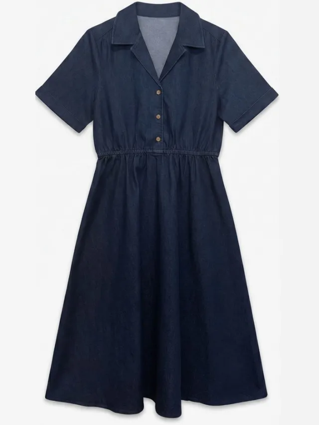 Vero Moda Denim jurk VMKIARA Midi-jurk Dark Blue Denim 1
