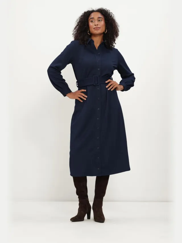 POM Amsterdam Demi midi blousejurk donkerblauw