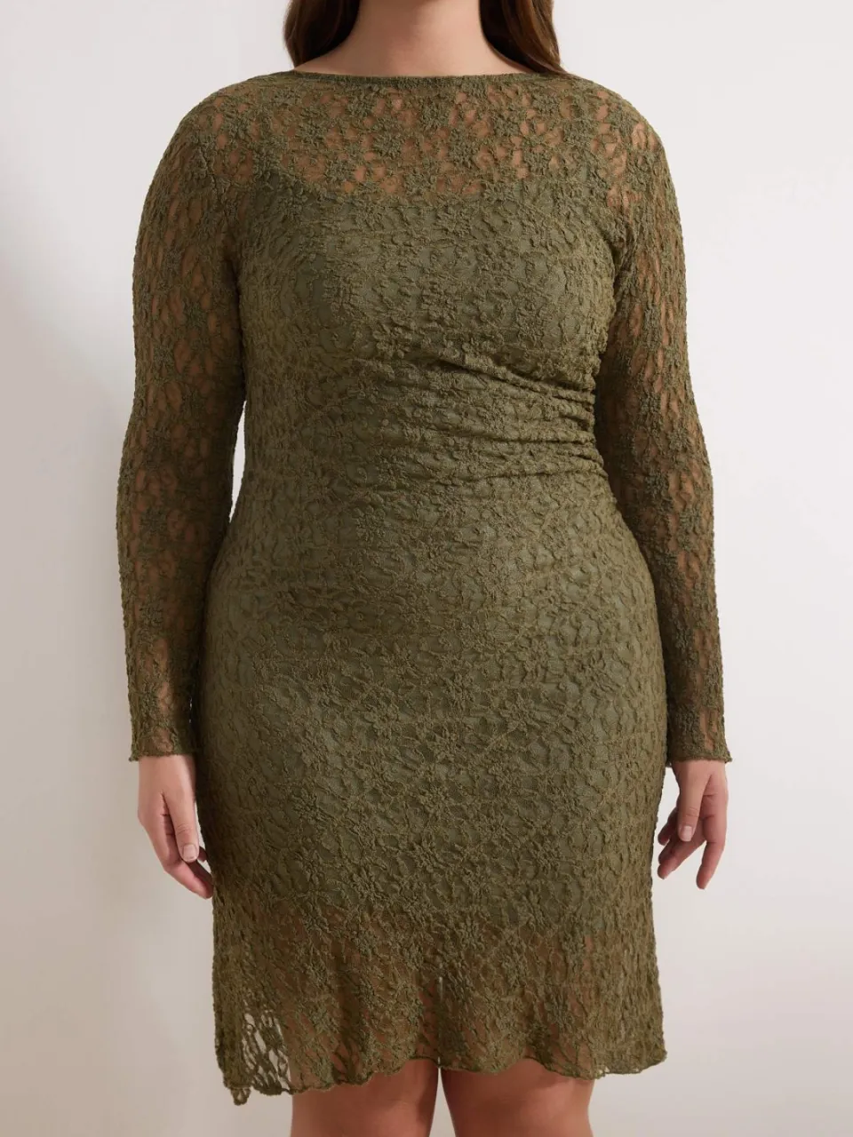 Trendyol Curve Dames Kaki Effen Kort / Mini Lang Casual A-lijn Grote maten Jurk, foto 2