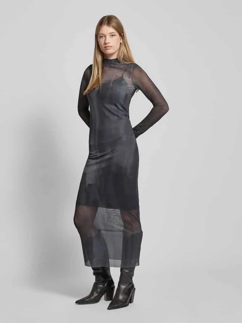 Alessa&Anna Winter X P&C* Maxi-jurk van mesh Antraciet
