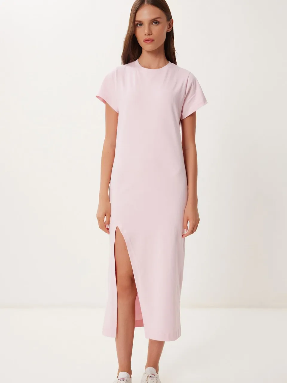 Happiness Istanbul Slim Fit Midi Jurk met Zijsplit roze, foto 2