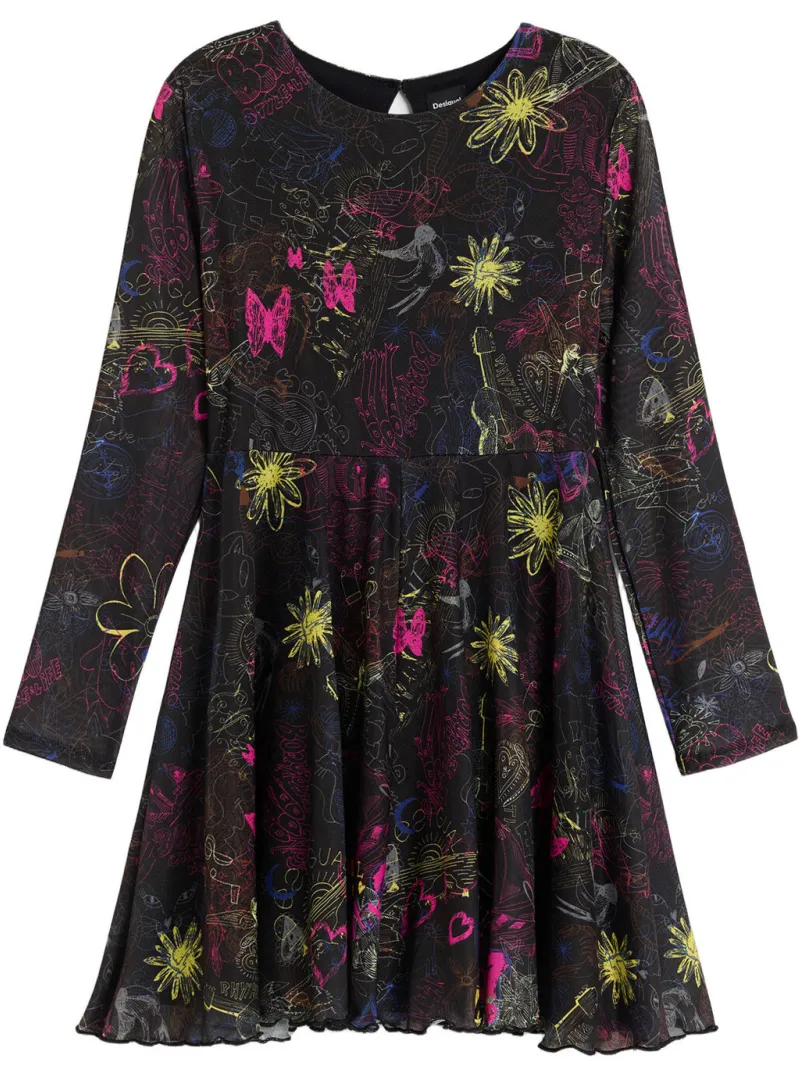 Desigual korte A-lijn jurk met print - zwart, foto 2